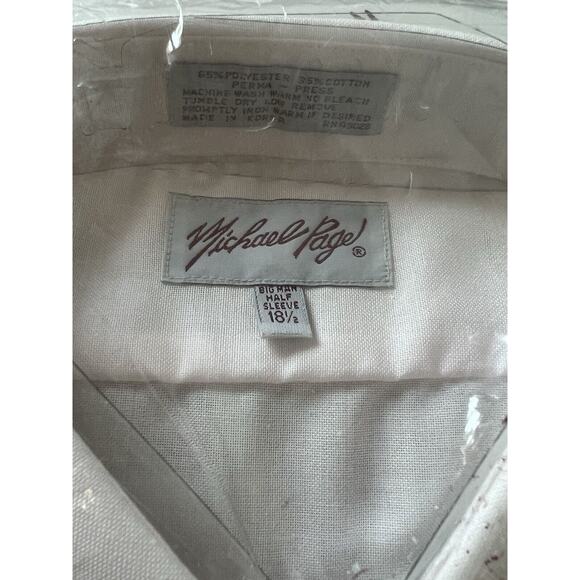 Michael Page Traditional Oxford Pink Short Sleeve Button Down Big Man 18.5 2X - Picture 3 of 6